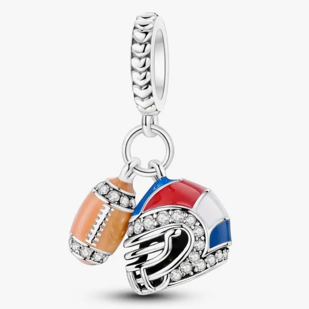 Football & Helmet Dangle Bracelet Charm-NEW
